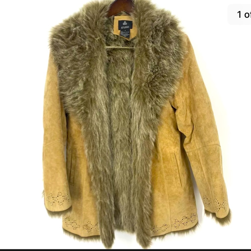 DB Studio Jacket Leather Faux Fur Coat Penny Lane